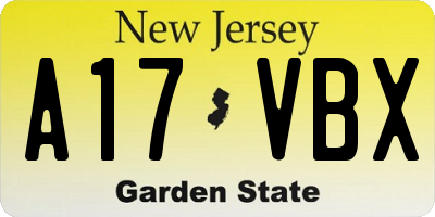 NJ license plate A17VBX