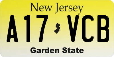 NJ license plate A17VCB