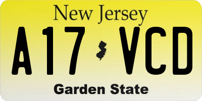 NJ license plate A17VCD