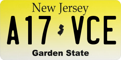 NJ license plate A17VCE