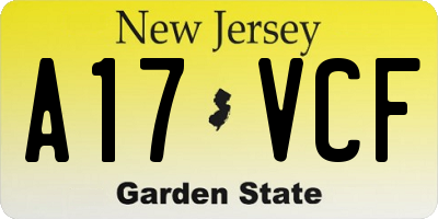 NJ license plate A17VCF