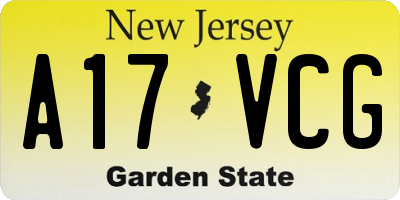NJ license plate A17VCG