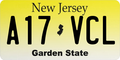NJ license plate A17VCL