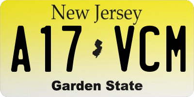 NJ license plate A17VCM