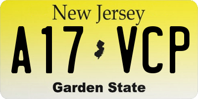 NJ license plate A17VCP