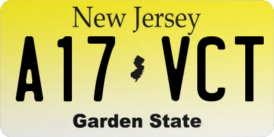 NJ license plate A17VCT