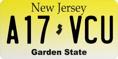 NJ license plate A17VCU