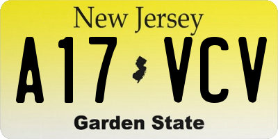 NJ license plate A17VCV