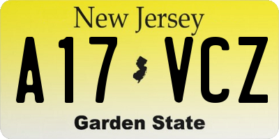 NJ license plate A17VCZ