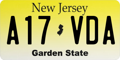 NJ license plate A17VDA