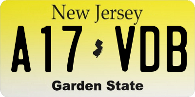 NJ license plate A17VDB