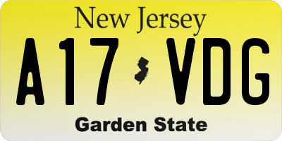 NJ license plate A17VDG