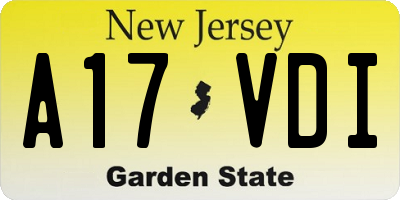 NJ license plate A17VDI