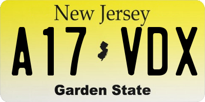 NJ license plate A17VDX