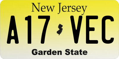 NJ license plate A17VEC