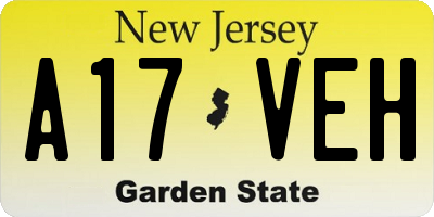 NJ license plate A17VEH
