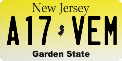 NJ license plate A17VEM