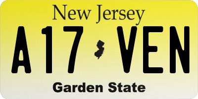 NJ license plate A17VEN