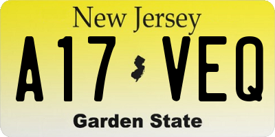NJ license plate A17VEQ