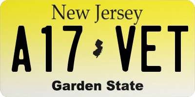 NJ license plate A17VET