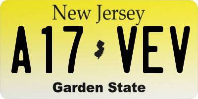 NJ license plate A17VEV