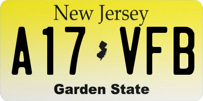 NJ license plate A17VFB
