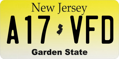 NJ license plate A17VFD