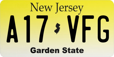 NJ license plate A17VFG
