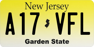 NJ license plate A17VFL