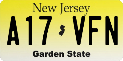NJ license plate A17VFN
