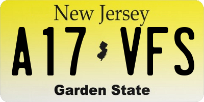 NJ license plate A17VFS