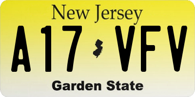 NJ license plate A17VFV