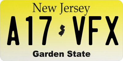 NJ license plate A17VFX