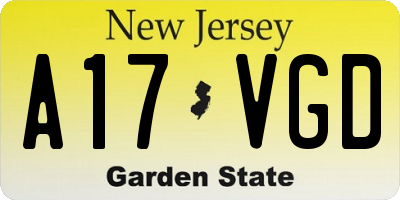 NJ license plate A17VGD