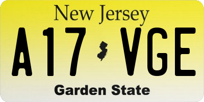 NJ license plate A17VGE