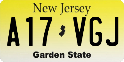NJ license plate A17VGJ