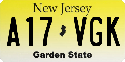 NJ license plate A17VGK