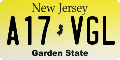 NJ license plate A17VGL