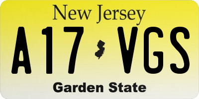 NJ license plate A17VGS