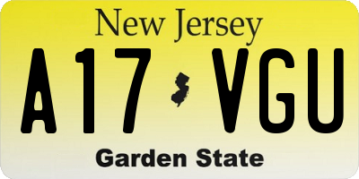 NJ license plate A17VGU