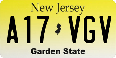 NJ license plate A17VGV