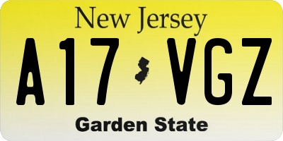 NJ license plate A17VGZ