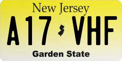 NJ license plate A17VHF
