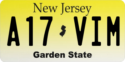 NJ license plate A17VIM
