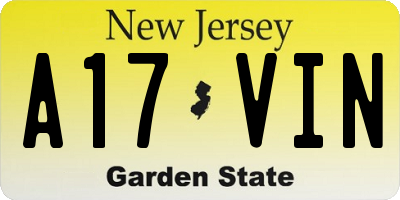NJ license plate A17VIN
