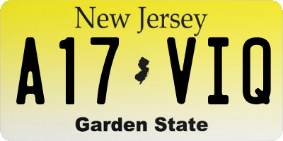 NJ license plate A17VIQ