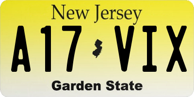 NJ license plate A17VIX