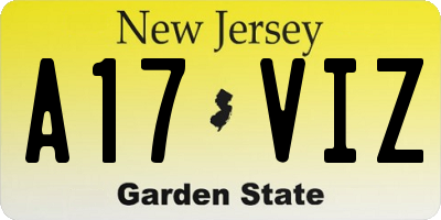 NJ license plate A17VIZ