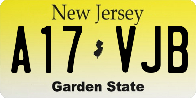 NJ license plate A17VJB