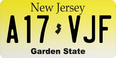 NJ license plate A17VJF